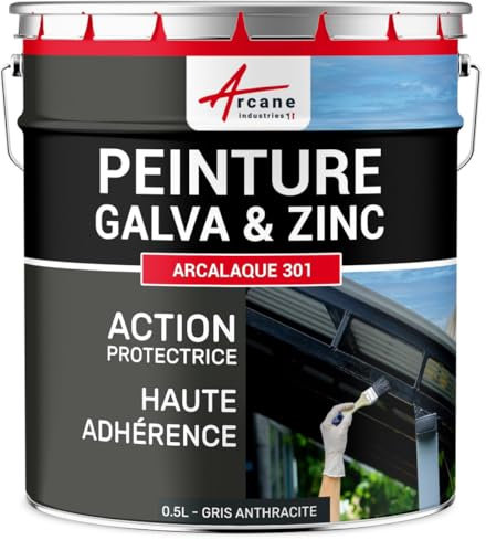 Peinture galva et zinc, toiture, gouttière - 0.5 L Gris Anthracite - RAL 7016 - ARCANE INDUSTRIES
