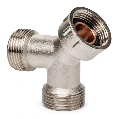 Solid Brass Nickel Plated Washing Machine Y Piece Connector, Highly Recommended Over Plastic/PVC YPiece