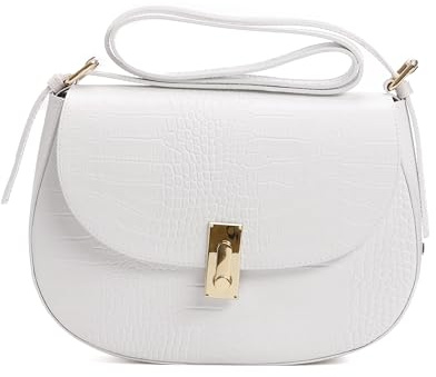 Oteaa Sac Saddle Cuir Coco Orient Blanc Sac Femme Bandoulière Épaule, Blanc