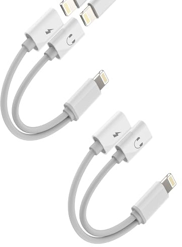 Adaptateur Jack Lightning pour iPhone (2 Pack) Casque Chargeur Dongle Audio Microphone Accessoires pour Apple 14 13 12 Pro Max pour iPad Câble Aux Voiture Casques Connecteur