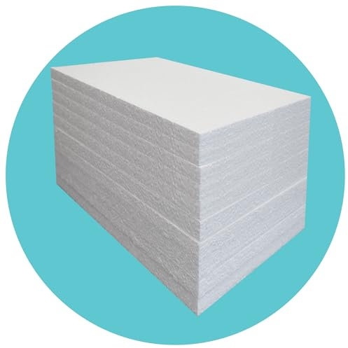 Triplast Expanded Polystyrene Foam Sheets EPS 70 (10 Sheets, 600 x 400 x 25mm Each) - BBA Certified Wall & Floor Insulation Board - Box Lining & Packaging Foam Board - White Blocks for DIY Projects