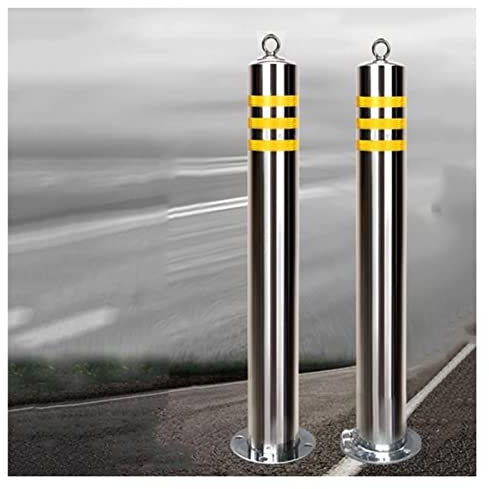 Auto-Parkplatzsperre, 2er-Pack, reflektierender Parkpoller, Edelstahl, Einfahrt, Parken, Verkehrssicherheitskegel mit Schloss zum Schutz Ihres Parkplatzes