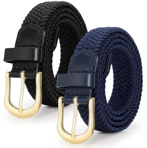 VONMELLI 2 Packungen taillengürtel damen stretchgürtel damen Herren, flechtgürtel damen Verstellbarer Elastischer Stoffgürtel für Unisex 2.5cm Länge 90 cm bis 120 cm
