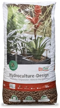 PALIGO Liaflor Blähton Tongranulat Hydrokultur Keramik Pflanz Granulat Ton Kugeln Für Garten Zimmer Pflanzen Kübel Töpfe Drainage Substrat Design Mittel 8-16mm 50l Sack / 1 Karton