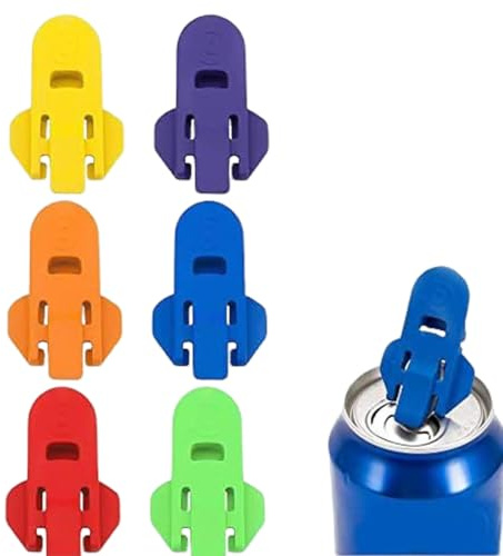 WHYCNJL 6 Piezas Abrelatas Manual Abrelatas de Cerveza Refrescos Color Coded Soda Protector Tapa de Lata Antipolvo Reutilizable para RefrescosTapas de Refrescos.