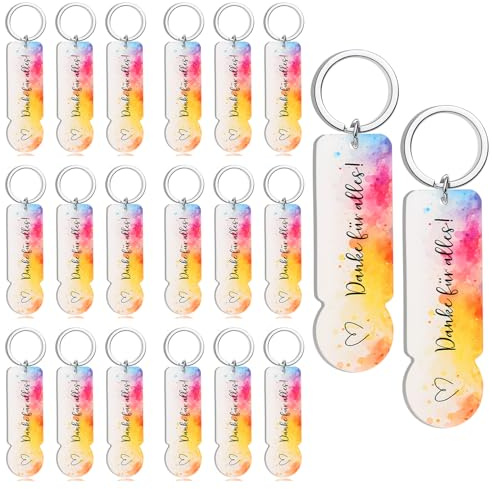 Hestya 20 Pièces Porte-Clés en Acrylique en Forme de Jeton de Caddie Porte-Clés Amovible en Forme de Jeton de Courses pour Démonter les Chariots de Courses(Danke für Alles)