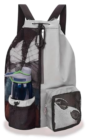 dellyy Sac Piscine Résistant à l'eau, Sac Cordon, Sac a Dos Plage, Sac à Dos De Sport Étanche De Grande Capacité, Unisexe, Adapté à La Baignade, La Natation, Le Fitness, Les Voyages (Gris)