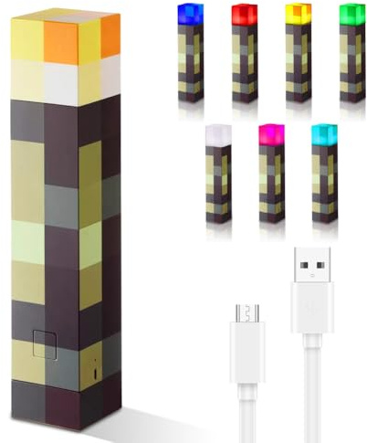 Lampada da parete, 7 colori, 28 cm, torcia da parete, luce notturna, torcia a LED per bambini, lampada notturna USB, luci LED ricaricabili per mano o montaggio a parete, illuminazione giocattolo