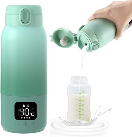 Yansoo Tragbarer Flaschenwärmer Baby für Unterwegs, Schnelles Aufheizen Muttermilch und Wasser, Lange Akkulaufzeit mit 12000mAh Akku, 500ml Kapazität, Babyflaschen Wärmer für Zuhause, Camping, Reisen