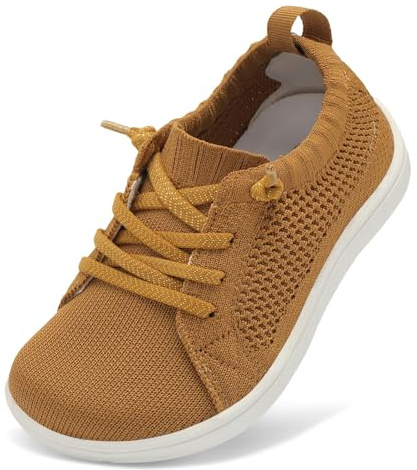 JOINFREE Barefoot Shoes for Toddler Boys Girls Wide Fit Zero Drop Walking Shoes for Kids Outdoor Trail Running Sneakers Breathable Minimalist Slip-On Trainers Brown 7 Child