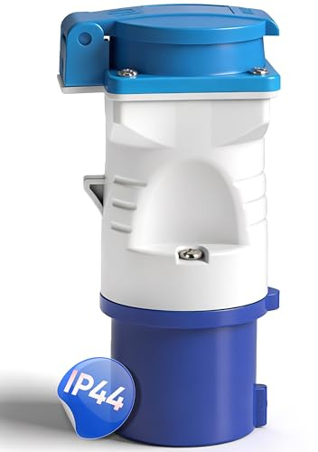 feletec – Adaptador eléctrico CEE a enchufe doméstico con toma de tierra, IP44 | Adaptador de corriente para camping 230 V, 16 A, 3500 W
