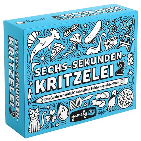 Gamely Sechs-Sekunden-Kritzelei 2 | Zeichenspiel | Partyspiel | Eigenständige Fortsetzung des beliebten Sechs-Sekunden-Kritzelei. Mit ausschließlich neuen Begriffen und Herausforderungen.