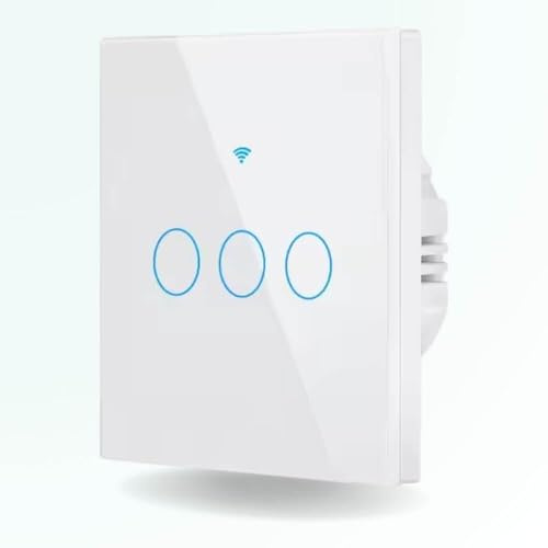 ZenGO Interrupteur Tactile connecté WiFi + RF 433 MHz, 3 Boutons, sans Fil Neutre, Compatible Alexa, Google Home, SmartLife et Tuya