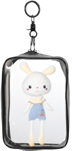 PENIKOKO Transparent PVC Dockväska med Blixtlås och Nyckelring Bärbar Mellanstor Dockförvaring Slitstark Skyddspåse för Dockor och Figurer för Dekoration och Resor