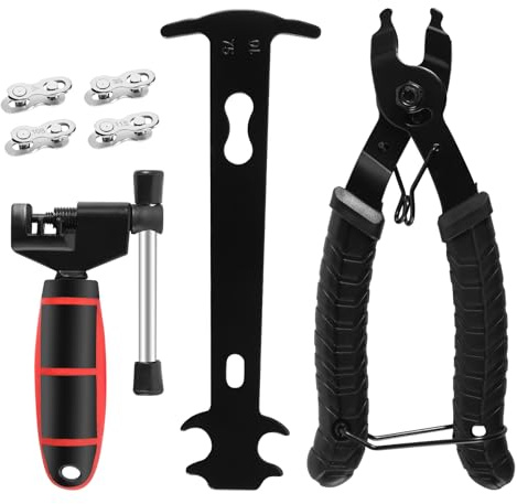 GFUEIGJ Fahrradkette Reparatur Set - Kettennieter Fahrrad Set mit Kettenzange kettenlehre Fahrrad und Nieten Fahrradkette Werkzeug für 6-11 Fach Fahrradkette