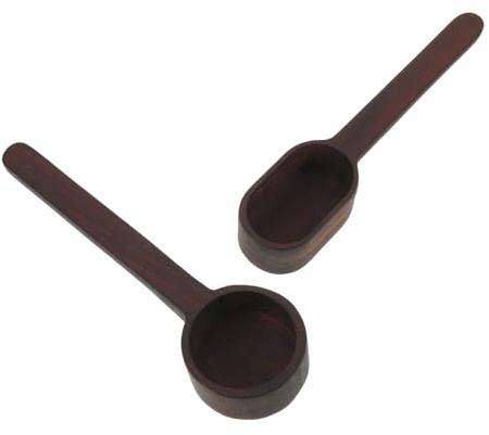 Mobestech Lot de 2 Cuillères Doseuses à Café en Bois Massif Noir Noyer Cuillère pour Café Moulu et Grains pour Expresso la Cuisine et Préparation Précise des Infusions