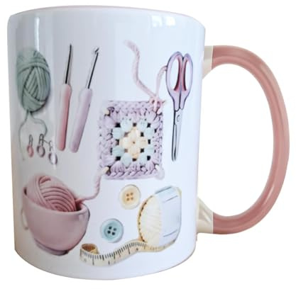 Duvcoywae 330ML Taza De Herramientas De Tejer Y Coser, Taza Decorativa Personalizada De Ganchillo, Tazas De Ganchillo De Cerámica Para Crocheters