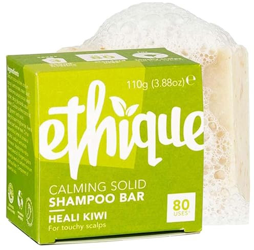 Ethique Heali Kiwi Calming Solid Shampoo Bar for Dry, Itchy, Flaky & Oily Scalps and Hair (80 Washes) Vegan, Eco-Friendly, Plastic-Free, Cruelty-Free