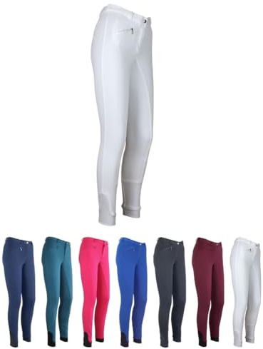 RL24 - Kinder-Reithose Flex Basicline | Reiterhose für Mädchen & Jungen | Silikon-Vollbesatzreithose | hautfreundlich, atmungsaktiv & elastisch | Reitleggings in Weiß in Größe 128