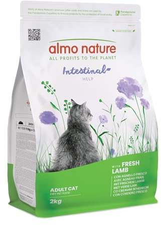 Almo Nature Intestinal Help - Crocchette Gatto con Agnello Fresco - Supporta la Funzione Intestinale con Prebiotici e Minerali - Sacco da 2kg