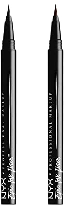 NYX PROFESSIONAL MAKEUP Epic Ink Liner, Waterproof Liquid Eyeliner, Black (Pack of 2), Vegan Formula