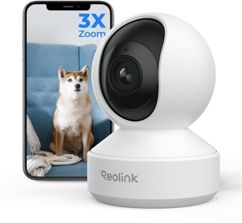 REOLINK Smart 4K UHD Pan & Tilt Dual-Band Wi-Fi 6 Indoor Security Camera with 3X Optical Zoom, Auto-Tracking, People/Pet Detection, Crying Sound Detection, Privacy Mode, and Bluetooth Setup, E1 Zoom