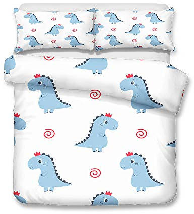 Juego de Ropa de Cama 3 Piezas, Morbuy 3D Impresión Microfibra Juego de Fundas de Edredón Incluye Funda Nórdica y Funda de Almohada (Cama 90-150x200cm,Dinosaurio 3)