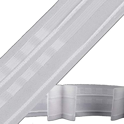 BIG-SAM Gardinen Faltenband - 50mm breit - 1, 5, 10 oder 25 Meter am Stück geschnitten - Farbe: Weiß - Vorhangband - Gardinenband - 100% Polyester - Raffung 1:2 (1)