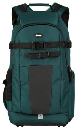 Rollei Fotoliner Ocean L: Großer Kamerarucksack aus 36 recycleten PET-Flaschen, inkl. Regenschutz, Handgepäck-geeignet,petrol, Farbe:Petrol