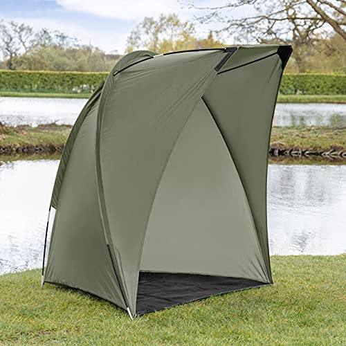 ATLAS Abri de Jour pêche - Bivouac 1 Personne | Accessoires à la Carpe Tente pour Les pêcheurs avec des poteaux en Fibre Verre Sac Transport Inclus, Gris
