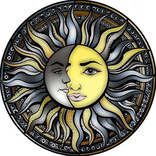 OWN4B Kit per punto croce su tela prestampata, motivo stampato con sole e luna, 11 ct, 36 x 36 cm, kit da ricamo fai da te (sole)