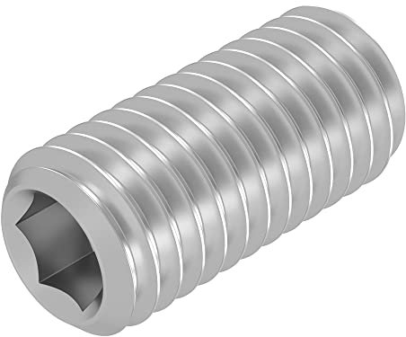 SECCARO Gewindestift mit Ringschneide M4 x 8 mm, Edelstahl V2A VA A2, DIN 916 / ISO 4029, Innensechskant, 20 Stück