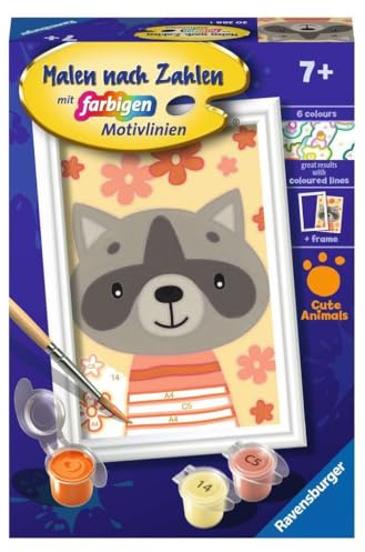 Ravensburger CreArt Lieber Waschbär - Malen nach Zahlen ab 7 Jahre | Malset mit Rahmen, Pinsel und Acrylfarben, Geschenk für Mädchen und Jungen