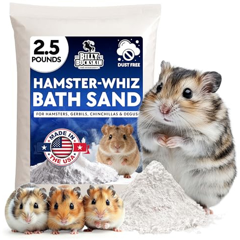 2.5 LB. Hamster Sand Bath - Dust Free, All Natural Volcanic Ash for Fur Health - Sand Bath for Chinchillas, Gerbils, Mice, Degus & All Small Pets - Made in USA - Hamster Accessories by Billy Buckskin