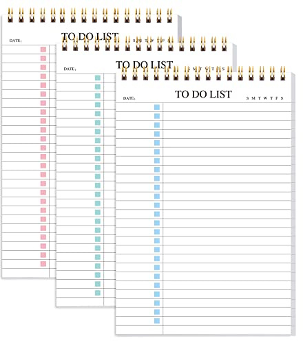 To Do List Notepad 3 Pack, Undated Daily Planner Notepad With To Do List Notebook Checklist Planner Spiral Waterproof Notepad for Office Supplies, School Planner, 52 Sheets/Pack, 5.5*8.3 A5 Size