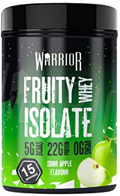 Warrior Fruity Clear Whey Isolate – Rapid Digesting Protein Powder – Refreshingly Fruit Flavoured Shakes – Easy to Drink & Consume Post Workout, Low Sugar, 15 Servings (Sour Apple, 375g)