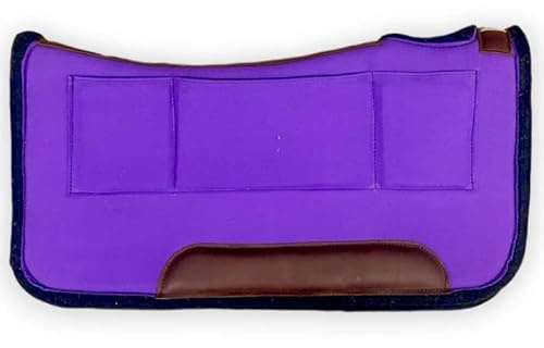 Diamond Wool Shim Pressure Relief Square Contoured Western Saddle Pad for Horses 32x32-1 Thickness, Purple