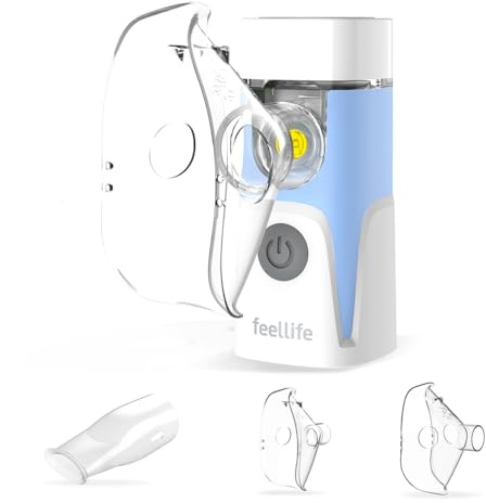 FEELLIFE Mesh Nebuliser Machine for Adults and Kids, Ultra Mini Silence Nebulizer, USB-C Rechargeable Portable Nebuliser Inhaler for Home and Travel - Blue
