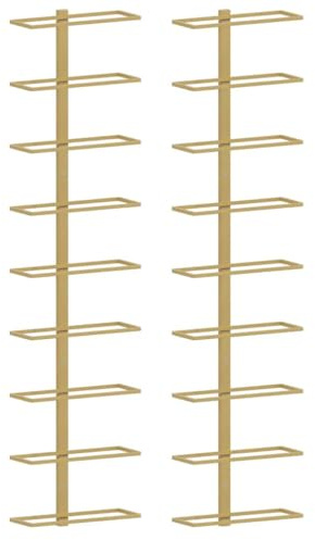 vidaXL 2X Wand Weinregal für 9 Flaschen Wandregal Weinhalter Weinflaschenhalter Flaschenregal Weinständer Hängeregal Weinflaschenregal Golden Eisen