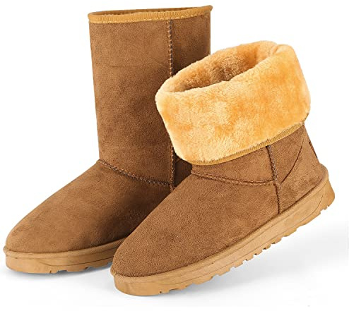 KOCASO Snow Boots for Women: Winter Waterproof Insulated Mid-Calf Booties Cold Weather Warm Fur Lined Wide Outdoor Boot Multi-Size
