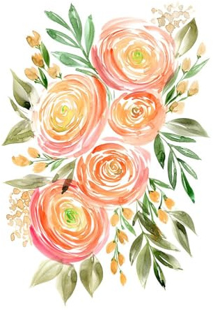 Begonia ranunculus bouquet in coral Poster Print - Blursbyai Rosana Laiz (16 x 24)
