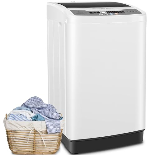 Nictemaw Portable Washing Machine, 20Lbs Capacity Full-Automatic Portable Washer, 2.8Cu.ft Washer and Dryer Combo with Drain Pump, LED Display, 10 Programs & 8 Water Levels for Apartment Dorm RV