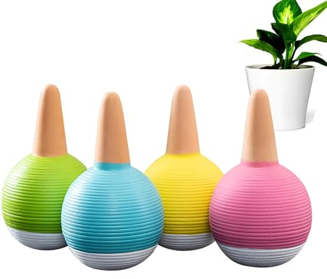 MKNZOME Lot de 4 Oyas A Planter Terre Cuite, Arrosage Goutte à Goutte Ollas Terre Cuite Globe, Système d'Irrigation Arrosage Automatique et Ecologique pour Plante Intérieur & Extérieur en Vacances#3