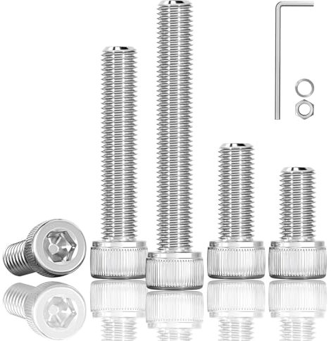 HXJDAM 180 Stück M3x12 Schrauben set, Zylinderkopfschrauben, Zylinderschrauben mit Innensechskant, Edelstahl A2 V2A, Vollgewinde, Inbusschrauben mit Edelstahlmutter Dichtung und Schraubenschlüssel