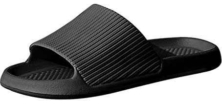 Ciabatte da bagno da uomo aperte 45, ciabatte da bagno ad asciugatura rapida, antiscivolo, per la casa, ergonomiche, comode, vestibilità casual, Nero, 43 EU