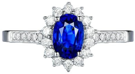 BCughia Damen Ringe Verlobung, Damenring Silber 925 Verlobungsring Blume mit Oval Form Blau Zirkonia Ring Größe 51 (16.2)