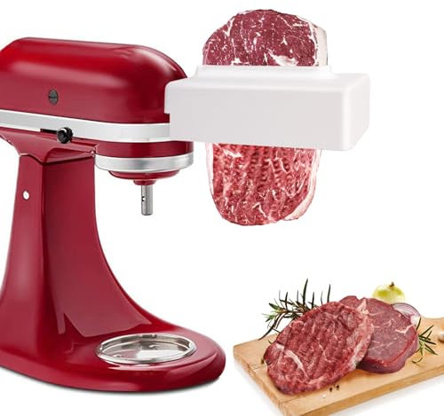 Meat Tenderizer for Kitchen Aid, Accessories and Attachments for Kitchenaid Mixer and Cuisinart Mixers with Stainless Steel Gears, White
