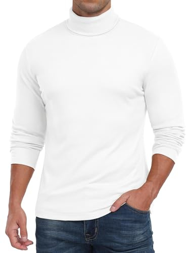 QIXING Men's Thermal Turtleneck Top, Long Sleeve Roll Neck Base Layer | Soft Micro Fleece Roll Neck Top with a Straight Fit for Layering Under Jackets, Suits and Coats in Autumn and Winter