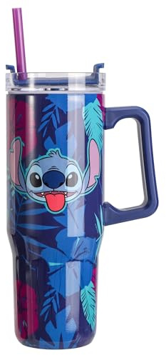 Stitch 940mL/33oz Double Walled Vacuum Insulated Stainless Steel Tumbler Cup with Handle and Straw, Reusable Insulated Cup for Cold and Hot Drinks