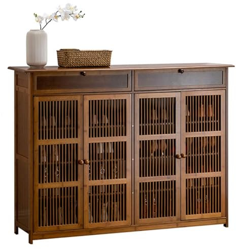Mueble Zapatero De Bambú, Zapatos De Madera, Armario De Zapatos De 4 Pisos Independiente, con 2 Cajones Desplegables, Adecuado para Pasillos, Vestíbulos, 130 X 33 X 99cm